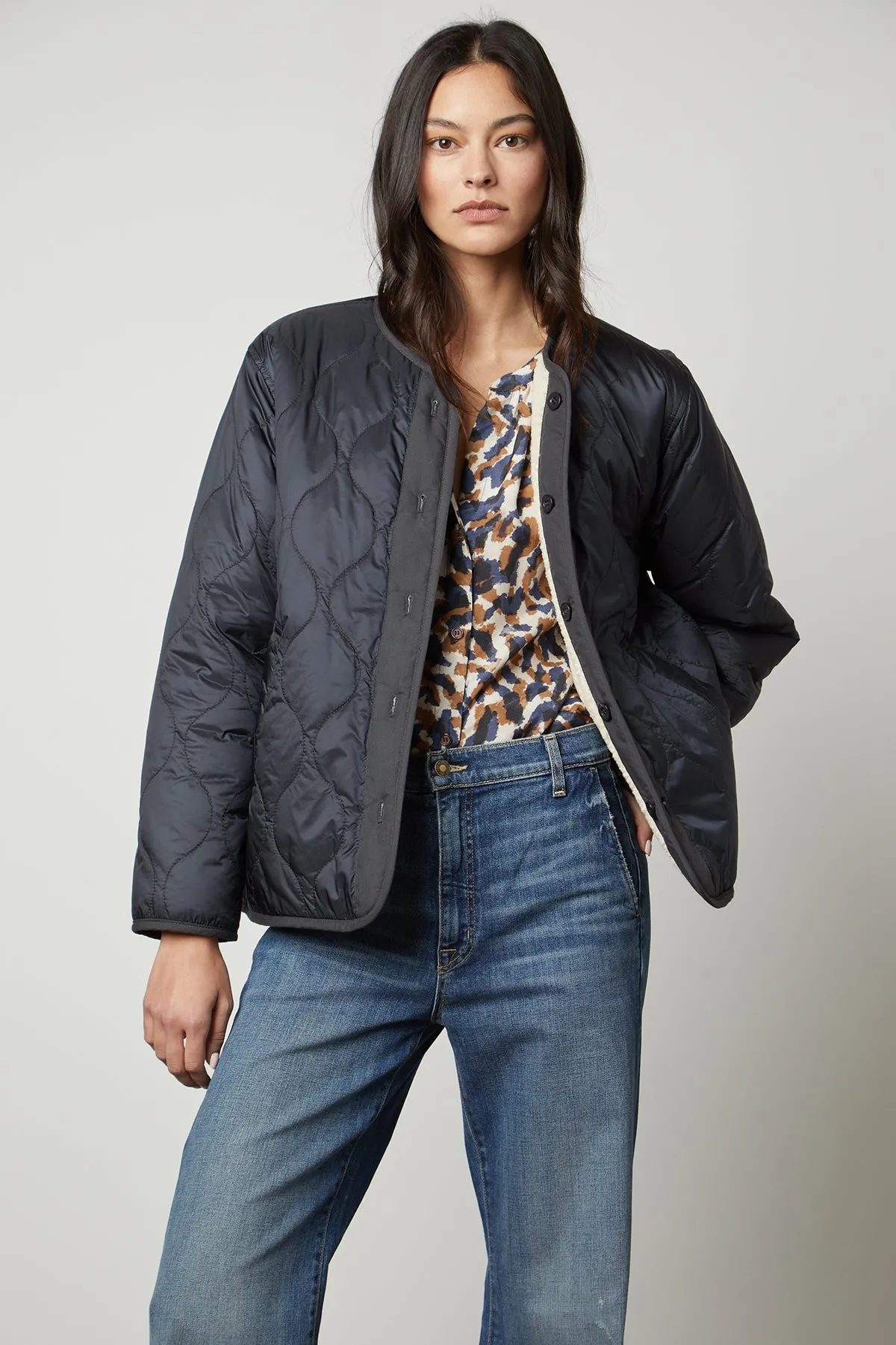 Tailored Silhouette MARISSA REVERSIBLE QUILTED SHERPA JACKET