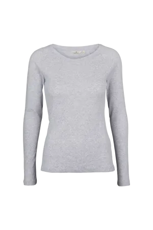 Durable Ribbed Hem Premium Comfort Arense LS Tee - Light Grey Mel.