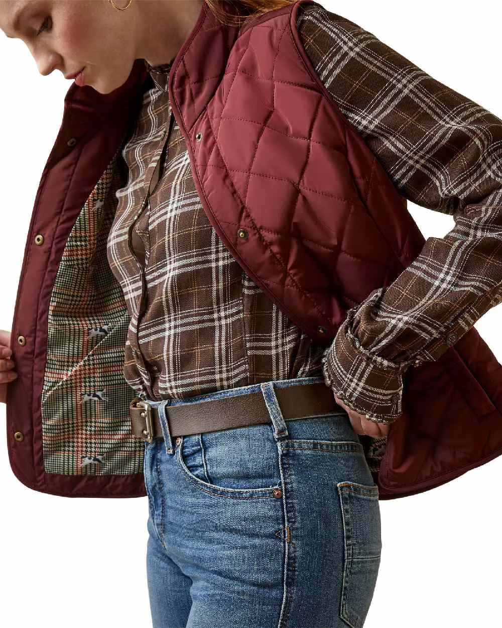 Ariat Womens Woodside Quilted Gilet Flexible Ribbing poor sealing