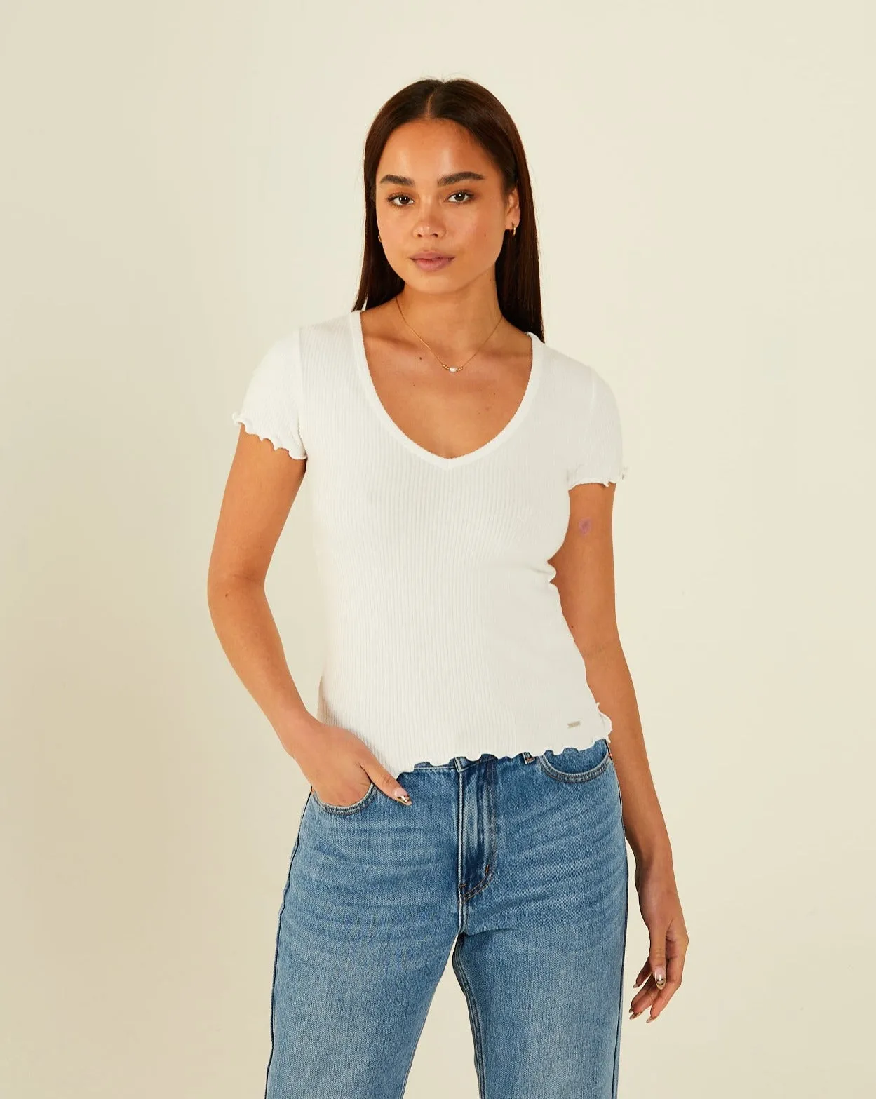 Soft Brushed Finish Comfort Waist Este T-Shirt Dove White