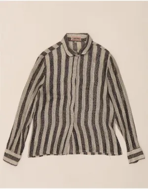 Unisex Option VINTAGE Womens Shirt Blouse UK 10 Small Black Striped