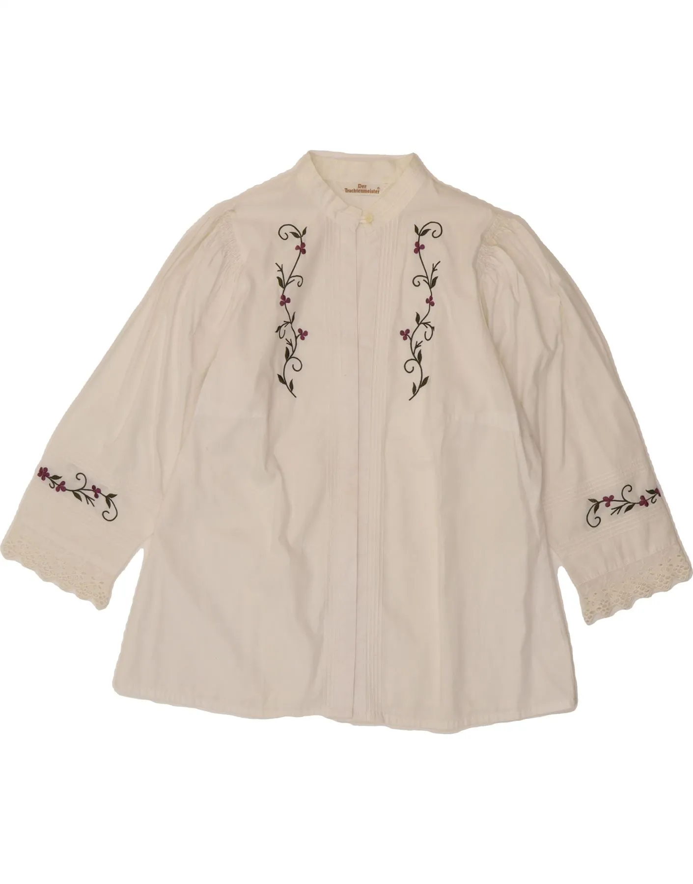 City Exploration VINTAGE Womens Shirt Blouse UK 14 Large White Floral Polyester