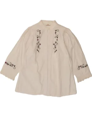 City Exploration VINTAGE Womens Shirt Blouse UK 14 Large White Floral Polyester