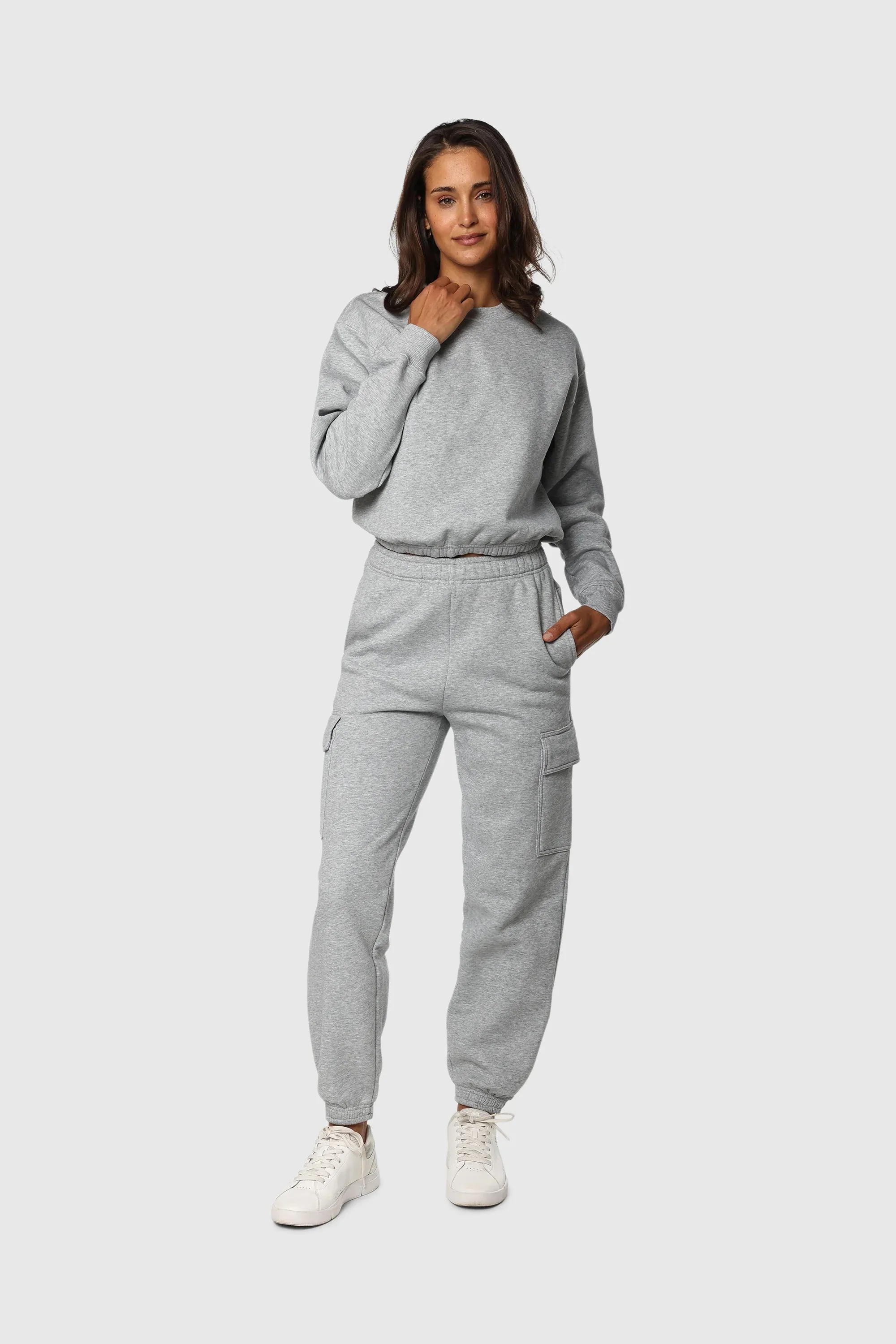Athletic Grey Cinch Fleece Set Street Casual