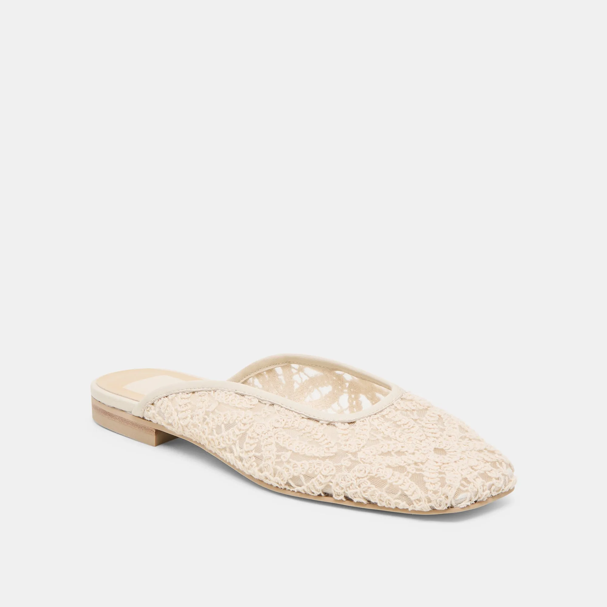 AUBRIE FLATS IVORY MACRAME MESH Everyday Slip