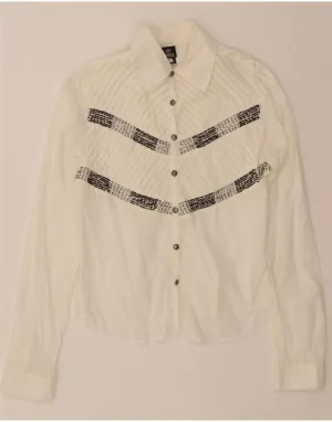Ventilated Back Panel Sweat-Absorbing VERSACE Womens Shirt UK 14 Large White Striped