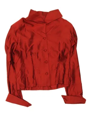 VINTAGE Womens Shirt Blouse UK 14 Medium Red Silk Vintage Wash