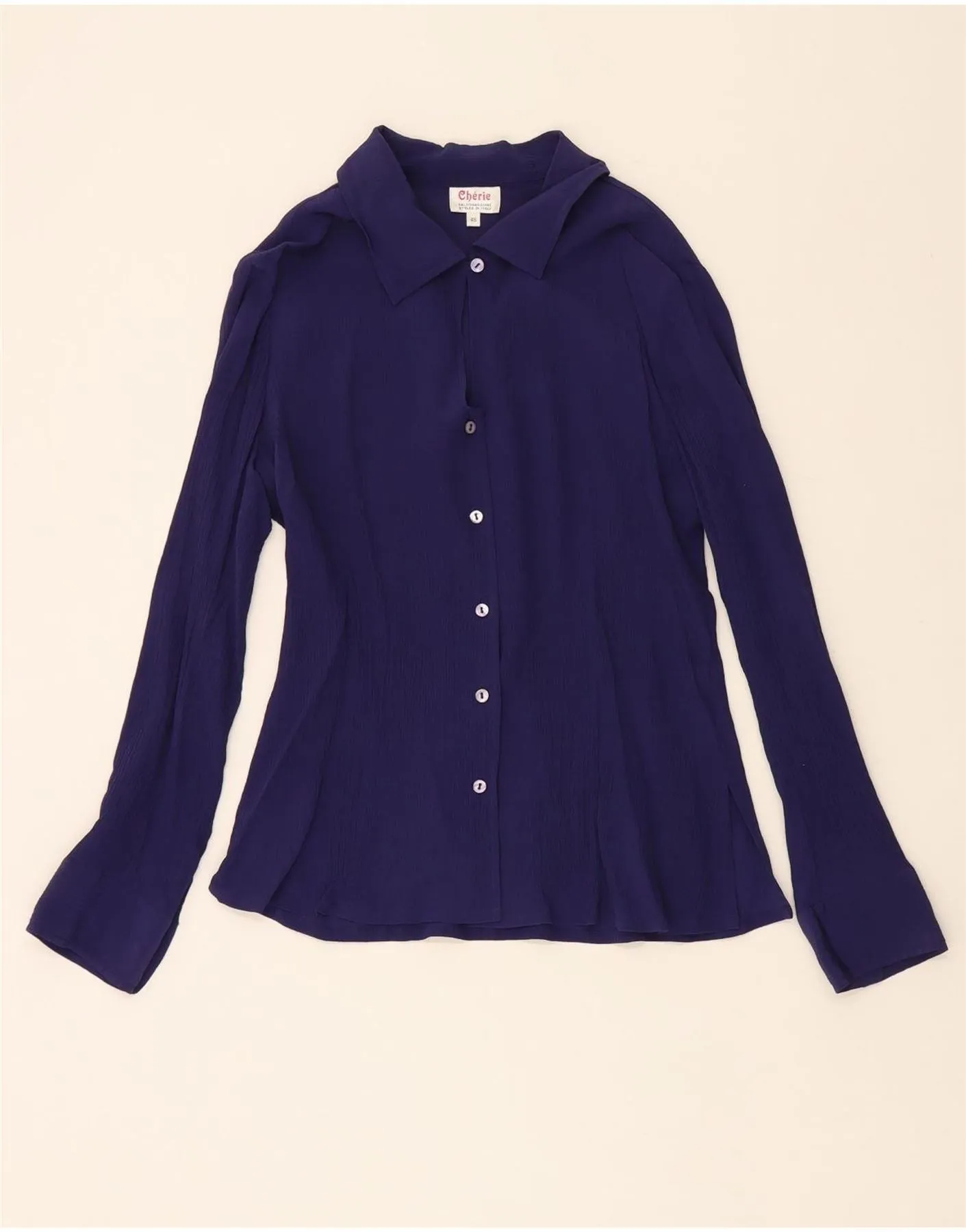 CHERIE Womens Shirt Blouse IT 46 Large Purple Silk Multipurpose Utility Gradient effect