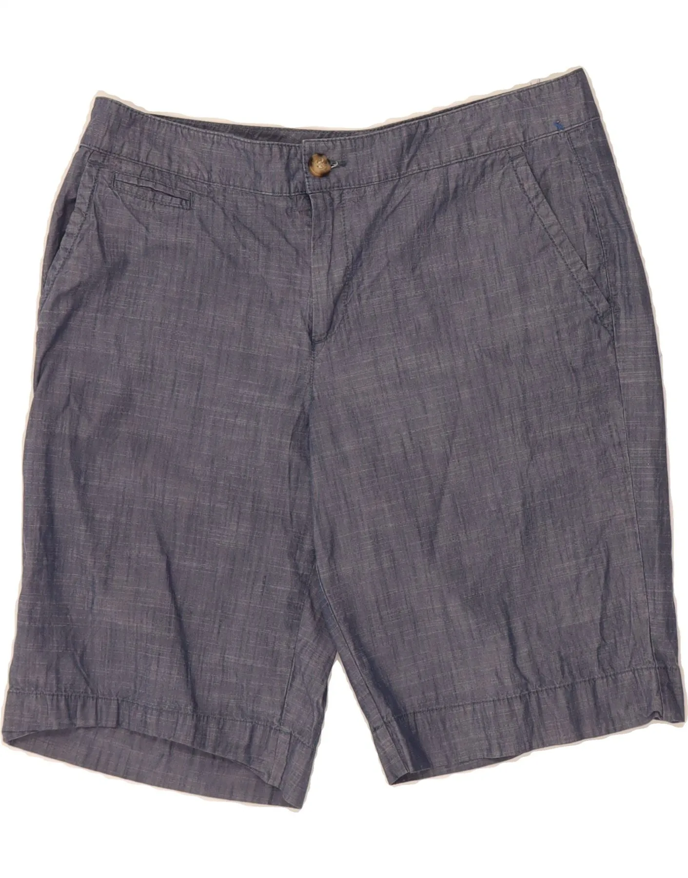 DOCKERS Womens Curvy Mid Rise Chino Shorts US 12 Large W34  Blue Flecked Eco Friendly Dye Budget Friendly