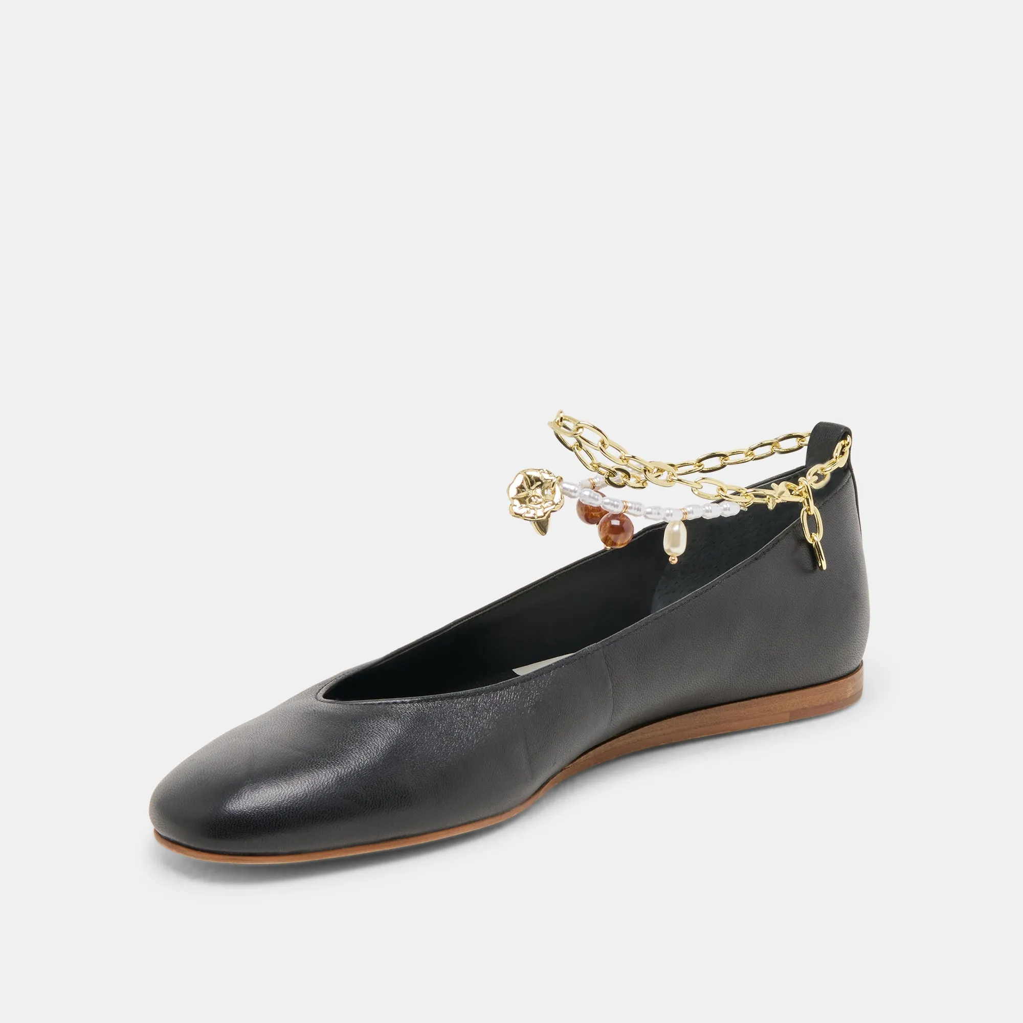 BAIDEN BALLET FLATS BLACK LEATHER Customizable