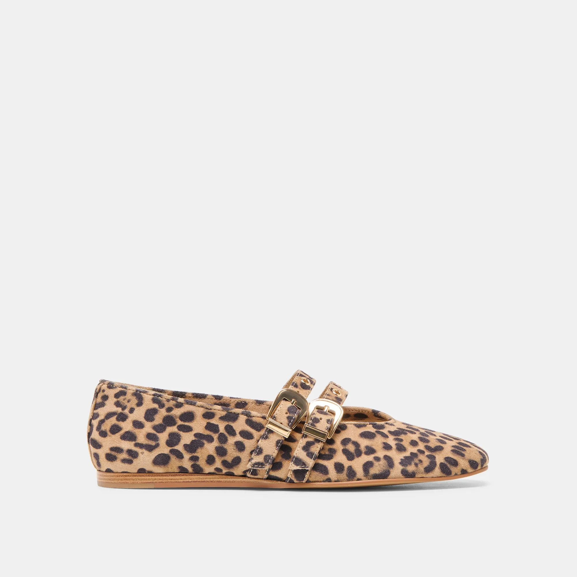 Club Glow BAYLEE GROMMET BALLET FLATS DK LEOPARD PRINTED SUEDE
