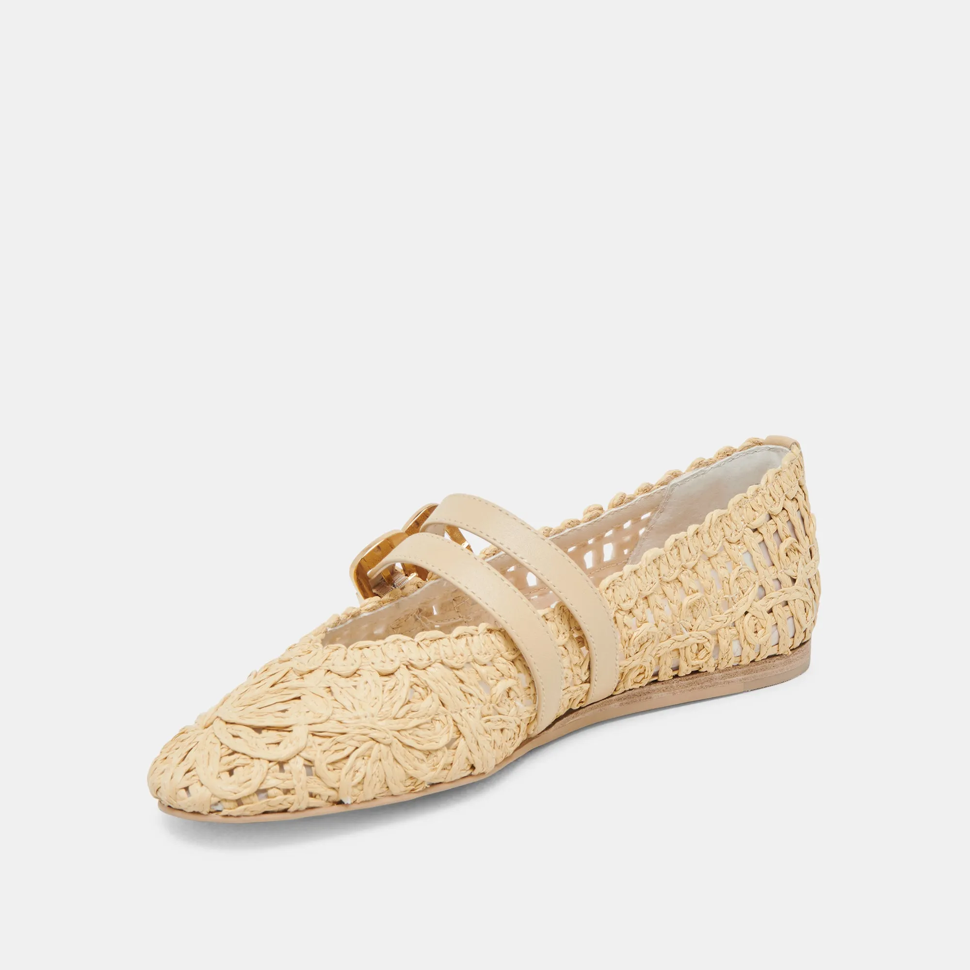 BAYLEE SUNFLOWER WIDE BALLET FLATS LT NATURAL MACRAME Lazy Mood