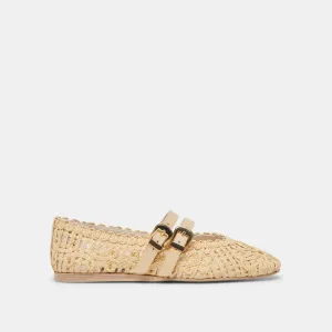 Team Lunch Mid Top BAYLEE SUNFLOWER WIDE BALLET FLATS LT NATURAL MACRAME