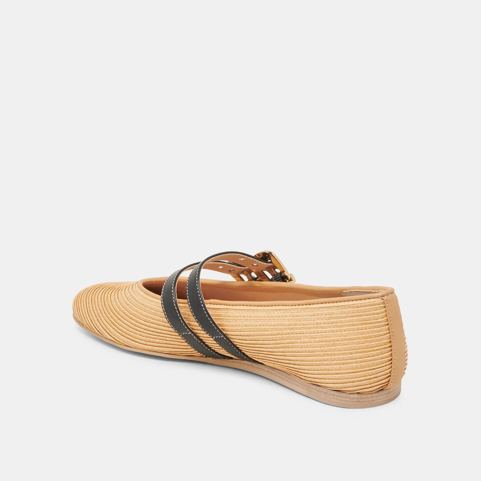 Fashionable BAYLEE WIDE BALLET FLATS NATURAL RAFFIA