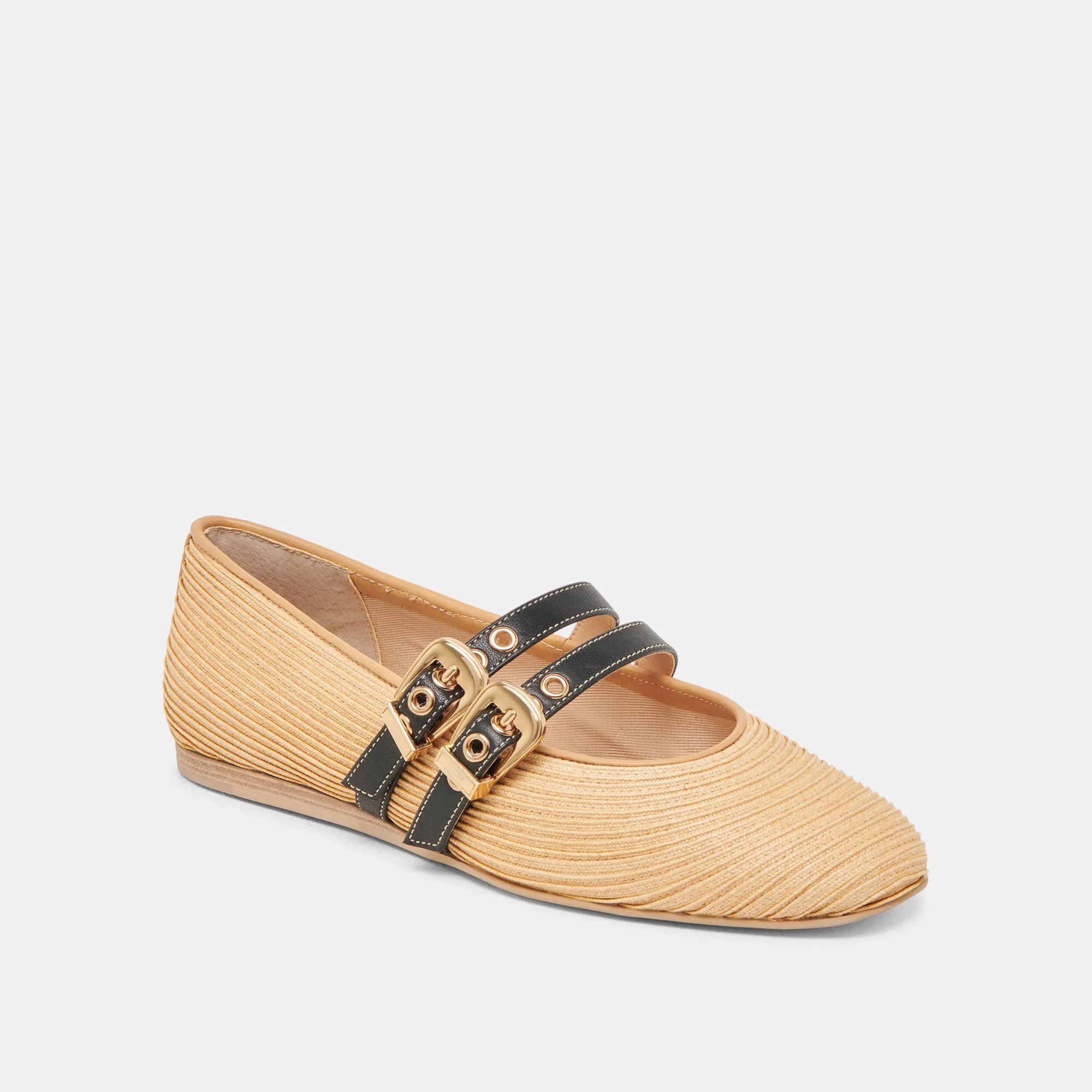 Field Play BAYLEE WIDE BALLET FLATS NATURAL RAFFIA