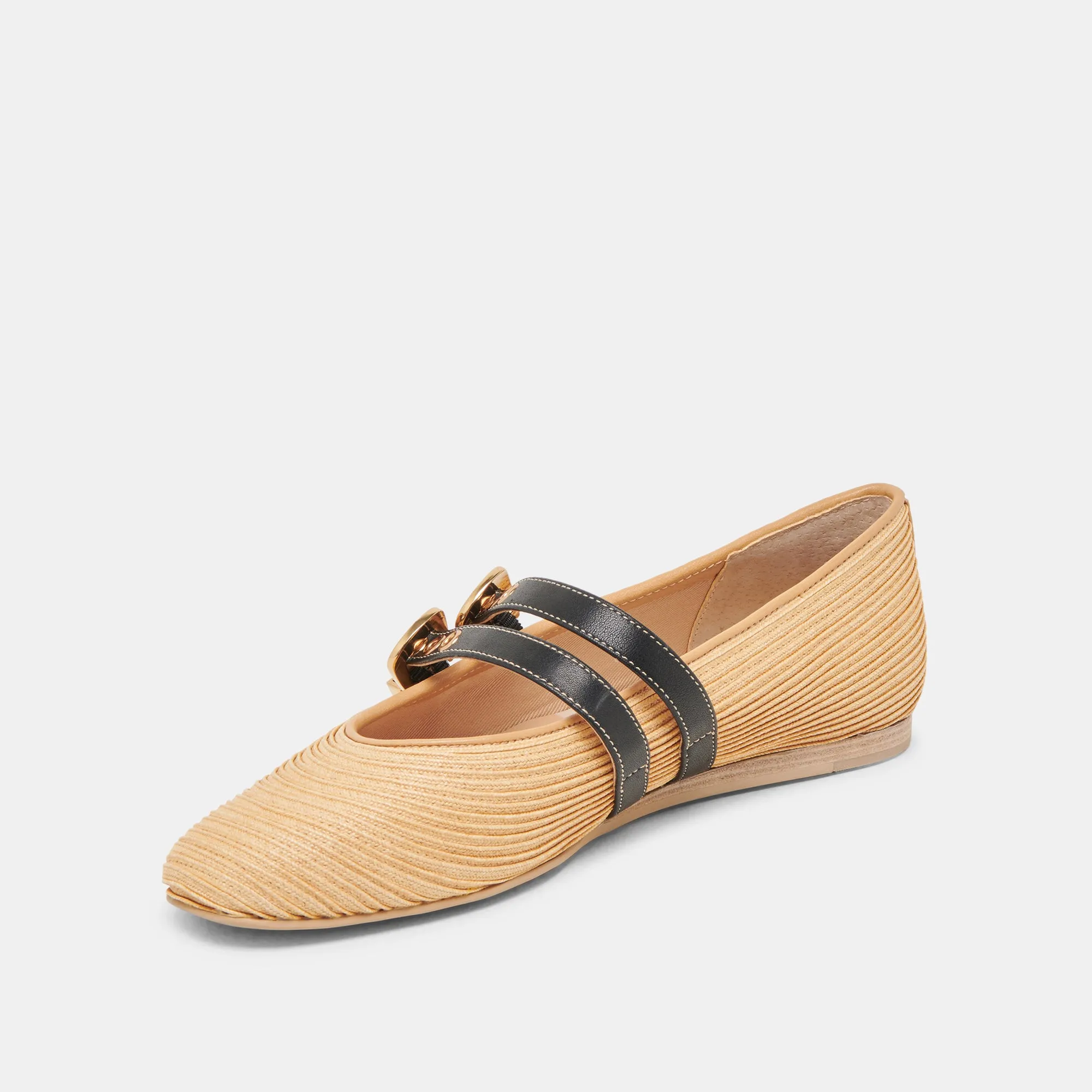 Trail View BAYLEE WIDE BALLET FLATS NATURAL RAFFIA