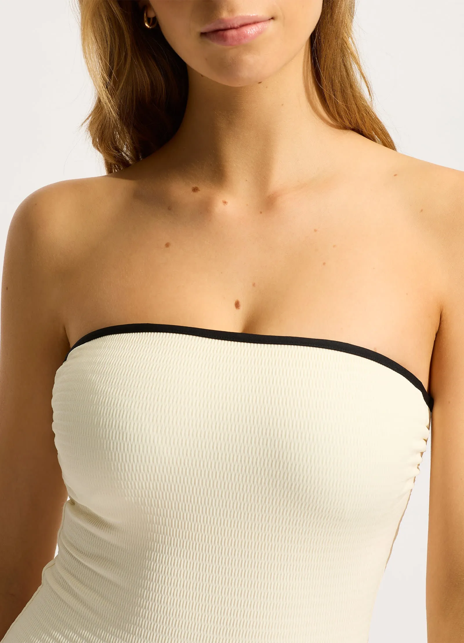 Sunbathing Look Racerback Support Beach Bound DD Bandeau One Piece - Ecru