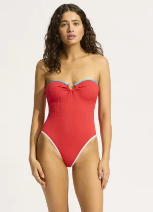 Beach Bound Ring Front Bandeau One Piece - Flame Recycled Material Blend Double Layered Durability