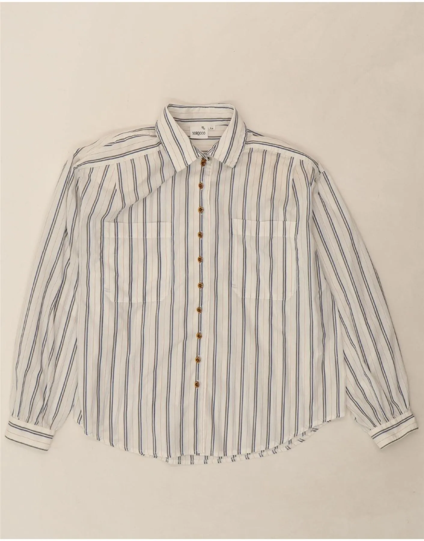 SCIROCCO Womens Shirt EU 44 XL White Striped Polyester Non Static Finish