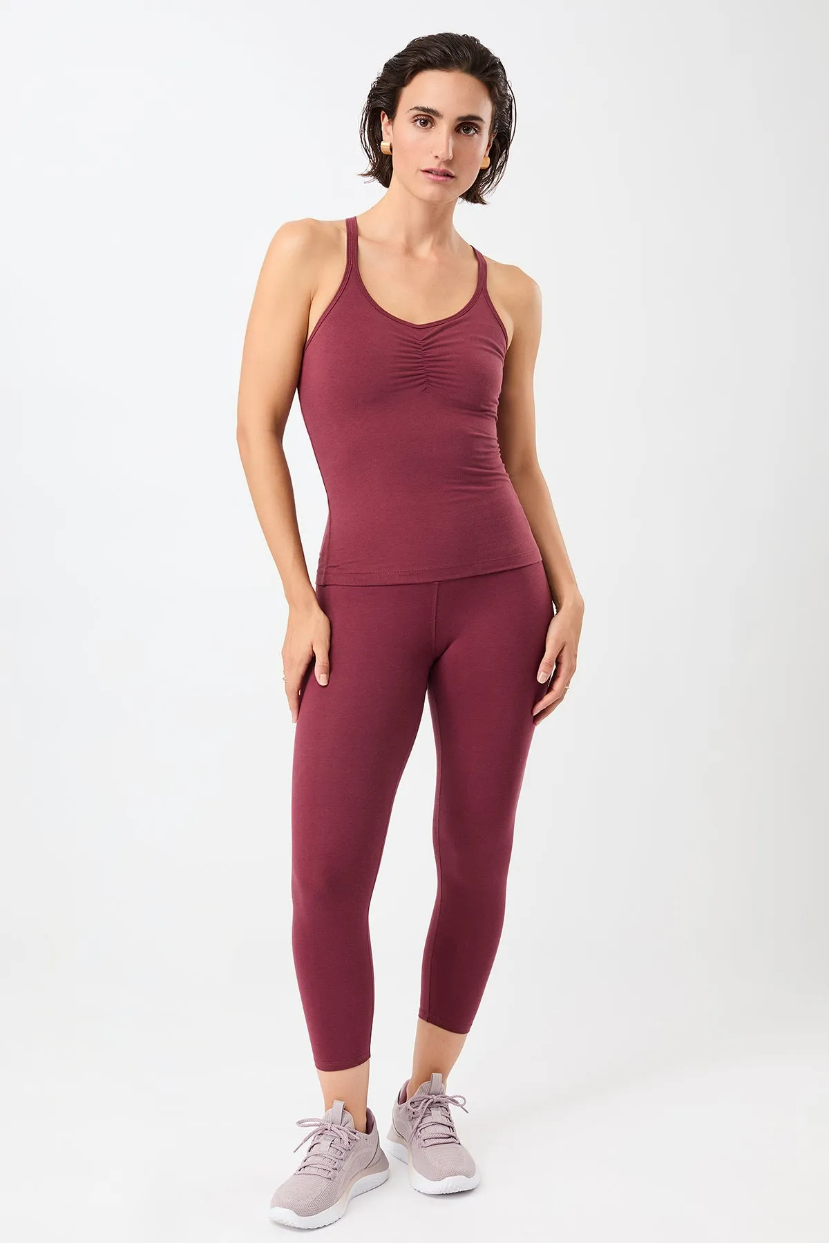 Unisex Style Hiking Trail Best Cropped Legging - Beet