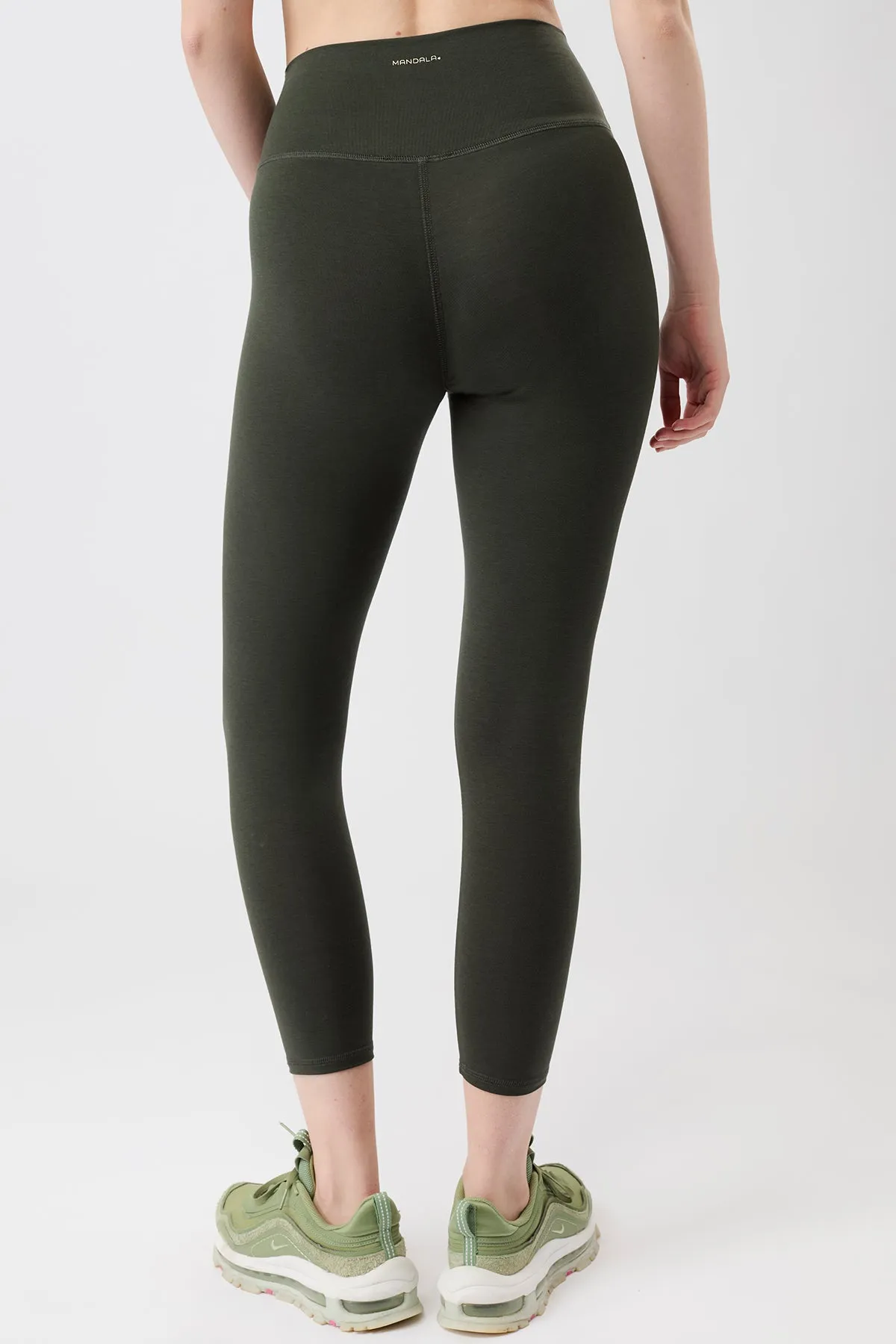 Best Cropped Legging - Dark Olive Structured Waistband Breathable wear