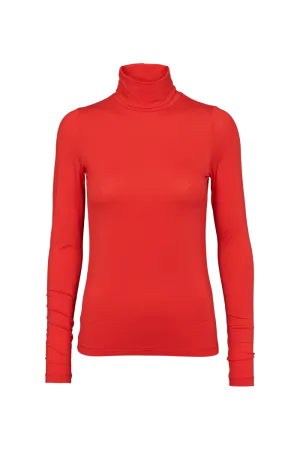 Joline T-Neck - High Risk Red Soft Texture