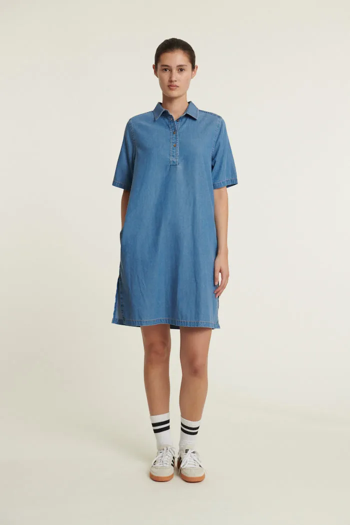 Travel piece Dry-Clean-Only Bine Polo Dress - Light Blue