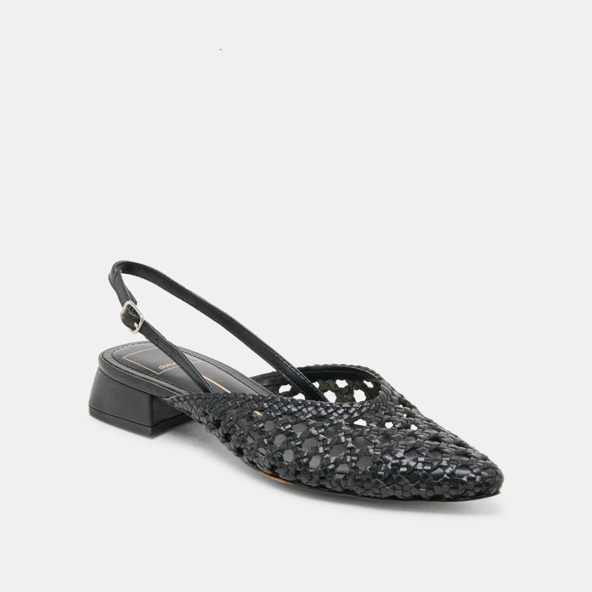 Cozy Cushioning Taste Glow BIRDIE FLATS BLACK WOVEN LEATHER