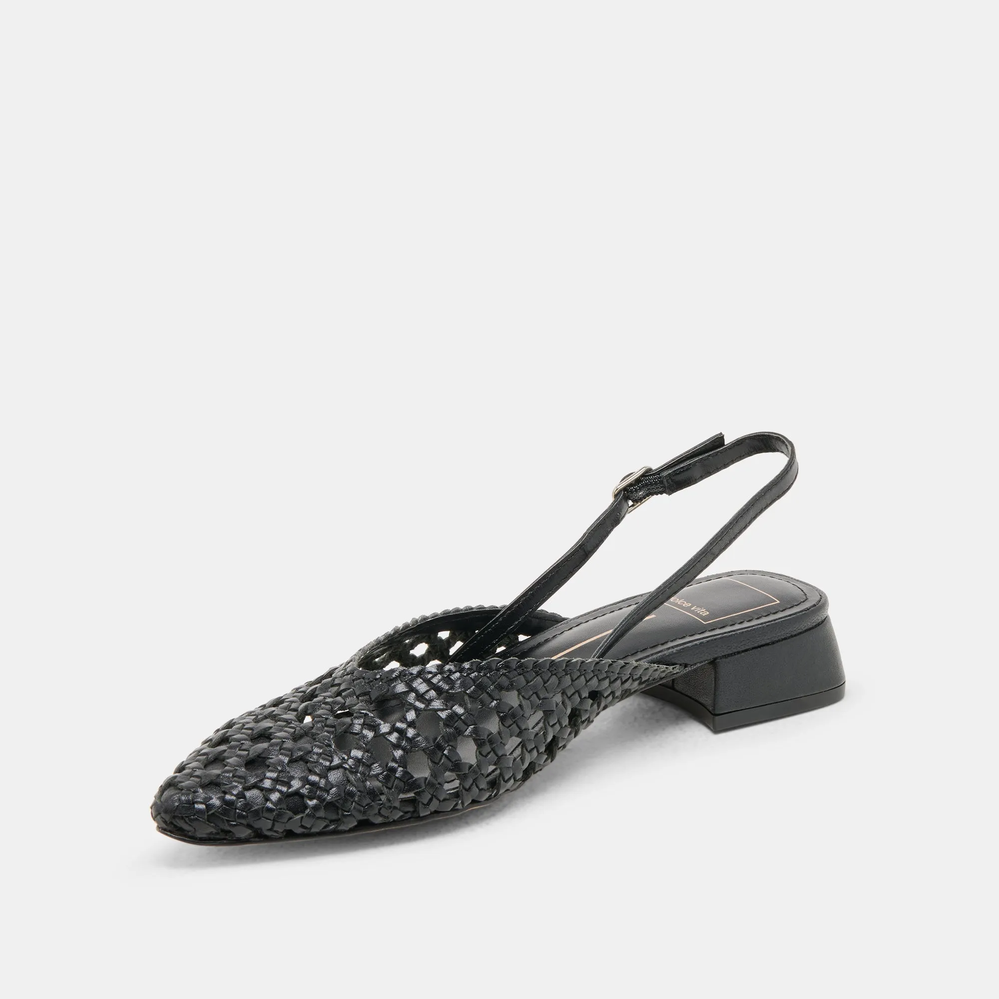 Yoga Glow BIRDIE FLATS BLACK WOVEN LEATHER