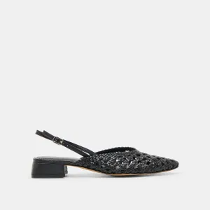 BIRDIE FLATS BLACK WOVEN LEATHER Gym Step Comfortable Sole