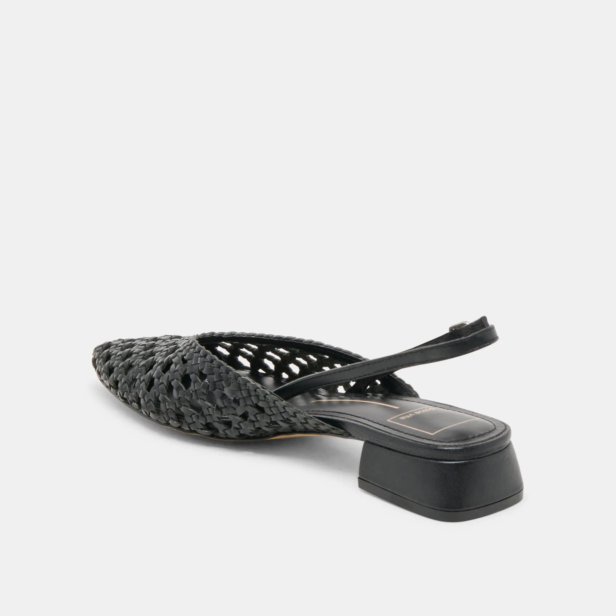 BIRDIE FLATS BLACK WOVEN LEATHER Perfect Fit Coral Hue