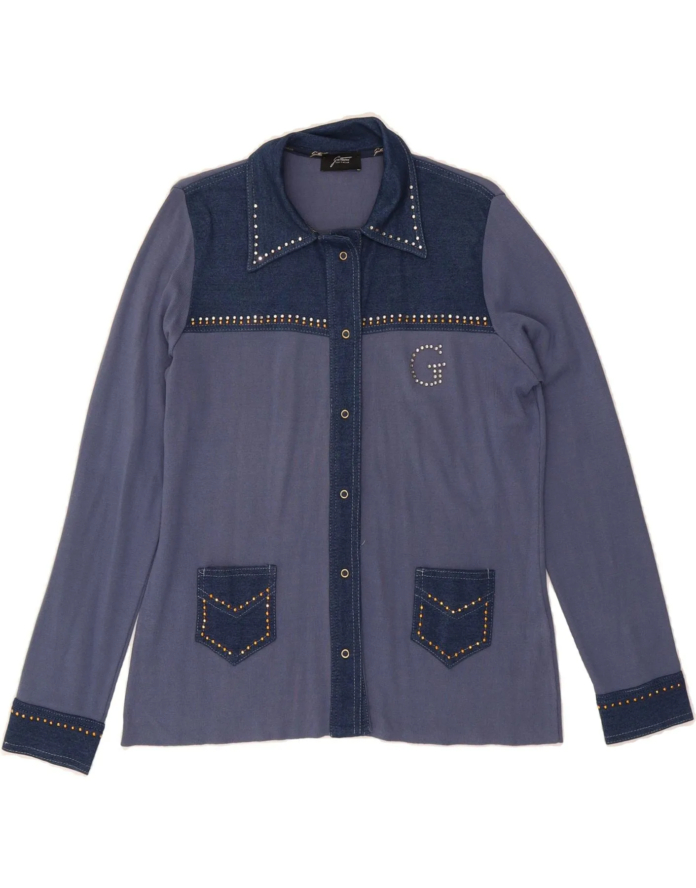 Multipurpose Layering Fabric GATTINONI Womens Shirt IT 48 XL Blue Colourblock Viscose