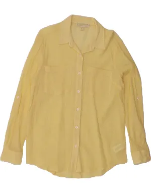 MICHAEL KORS Womens Shirt UK 14 Medium Yellow Cotton Striped Design