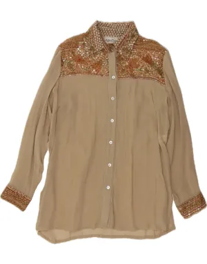 Youthful Appeal VINTAGE Womens Shirt Blouse IT 48 XL Beige Floral Viscose