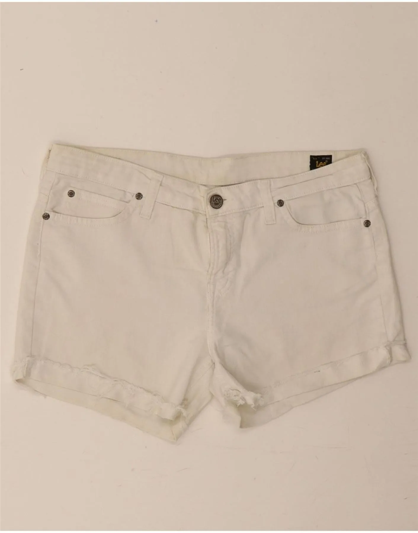 Floral Motif LEE Womens Scarlett Denim Shorts W31 Medium White Cotton