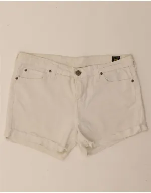 Floral Motif LEE Womens Scarlett Denim Shorts W31 Medium White Cotton