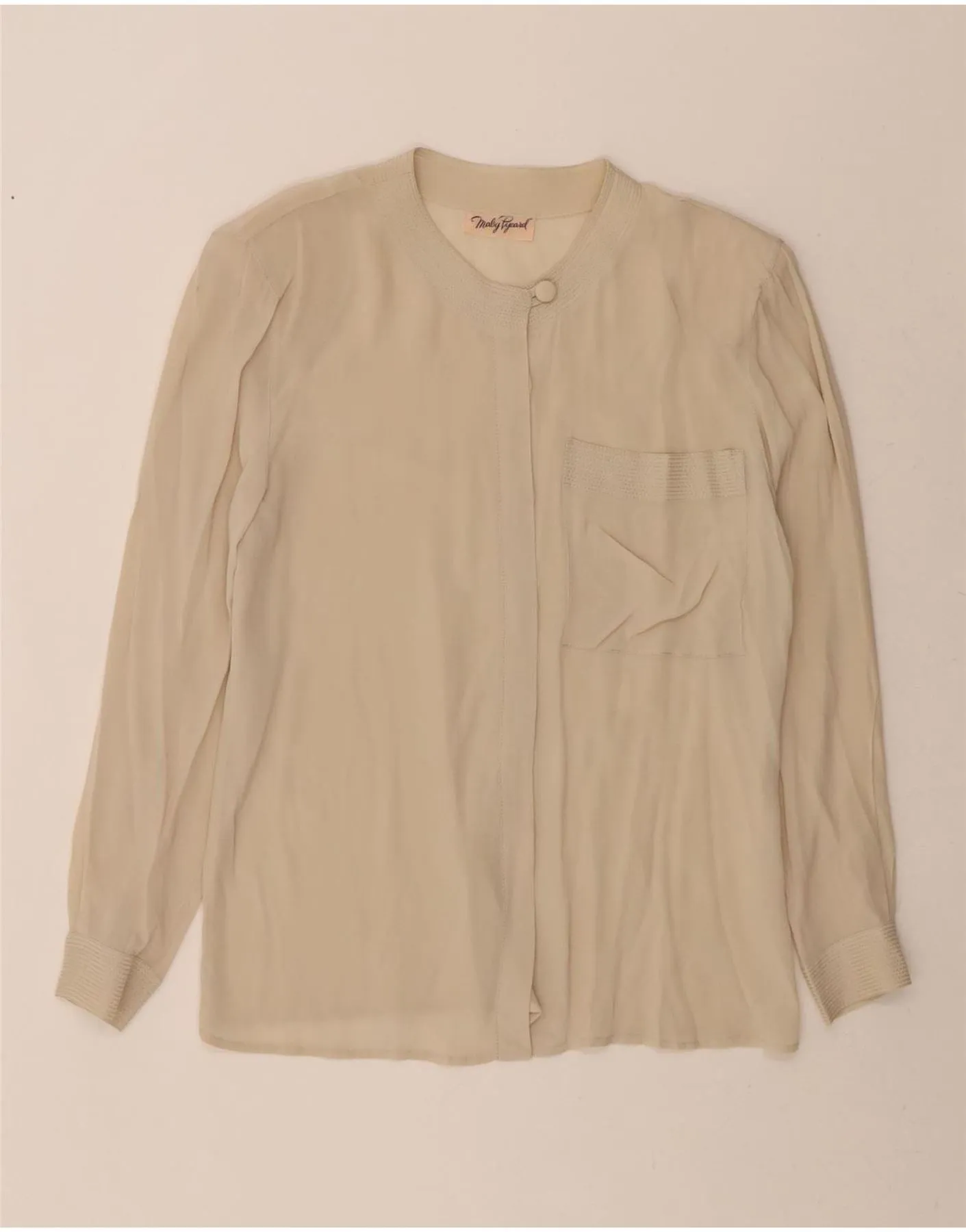 VINTAGE Womens Shirt Blouse UK 14 Medium Beige Sports Ready Versatile Styling
