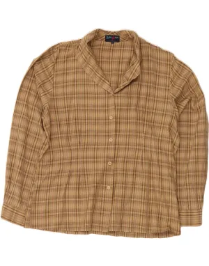 BALL ON Womens Shirt Blouse EU 40 Medium Brown Check Silk Errand Ready