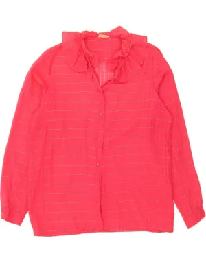 VINTAGE Womens Shirt Blouse UK 16 Large Pink Check Polyester elegant design