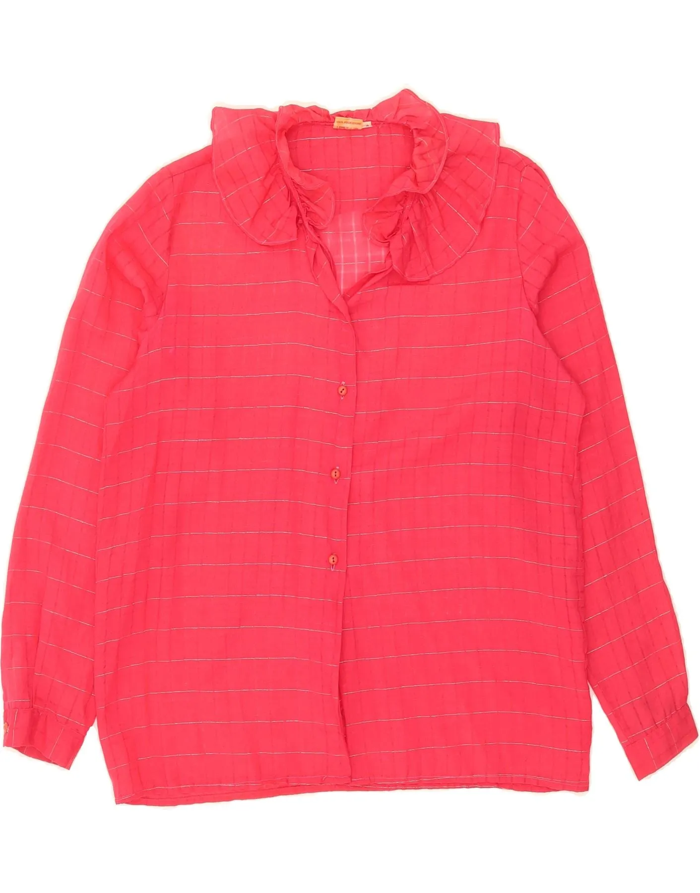 VINTAGE Womens Shirt Blouse UK 16 Large Pink Check Polyester elegant design