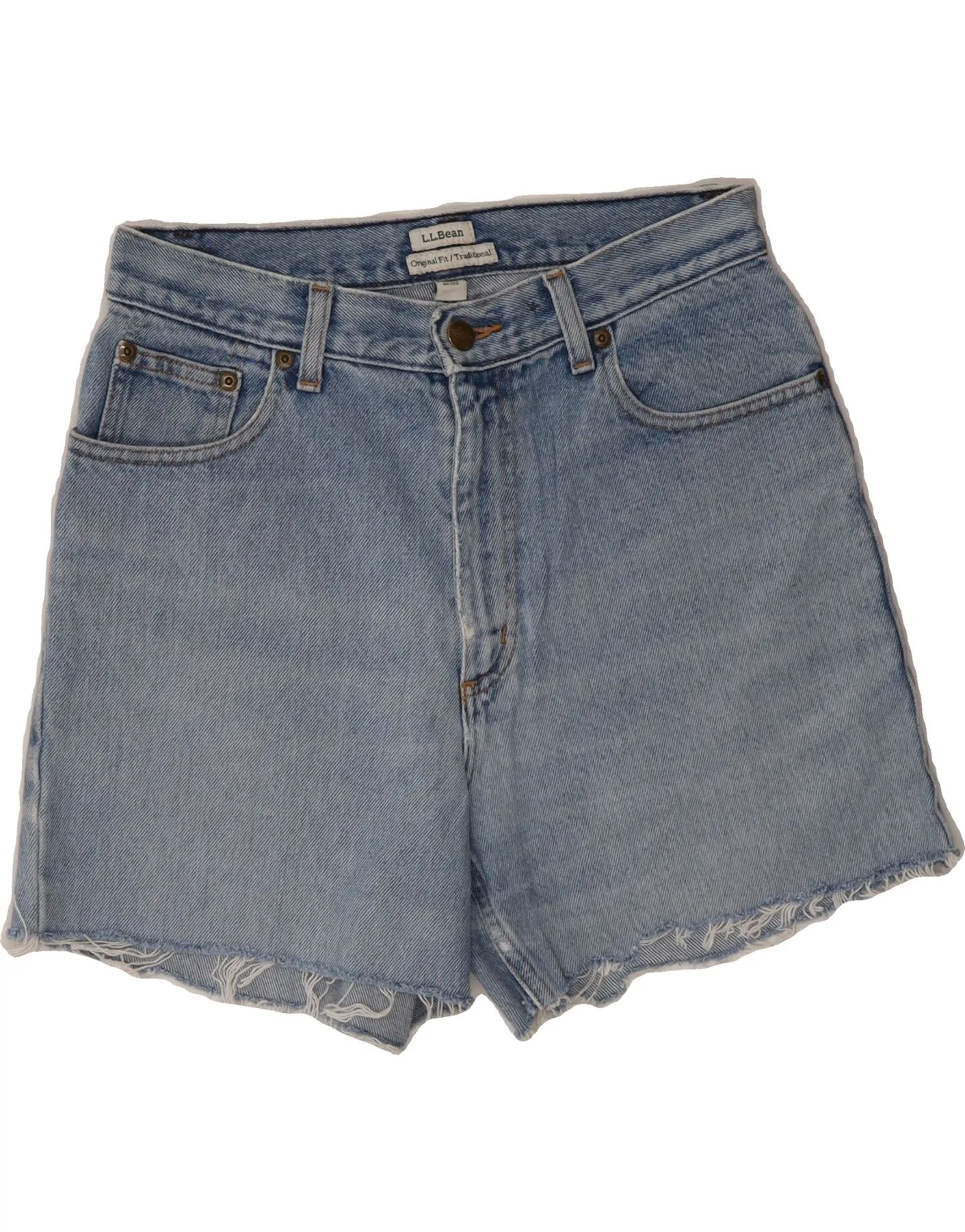 L.L.BEAN Womens Original Fit Denim Shorts US 8 Medium W30 Blue Flex Fit Collar