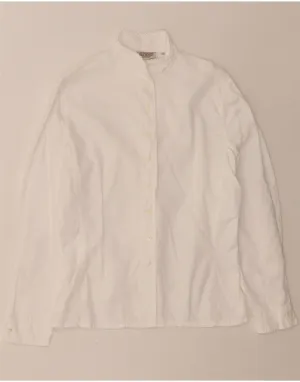 VINTAGE Womens Shirt Blouse IT 42 Medium White Cotton Cozy Feel
