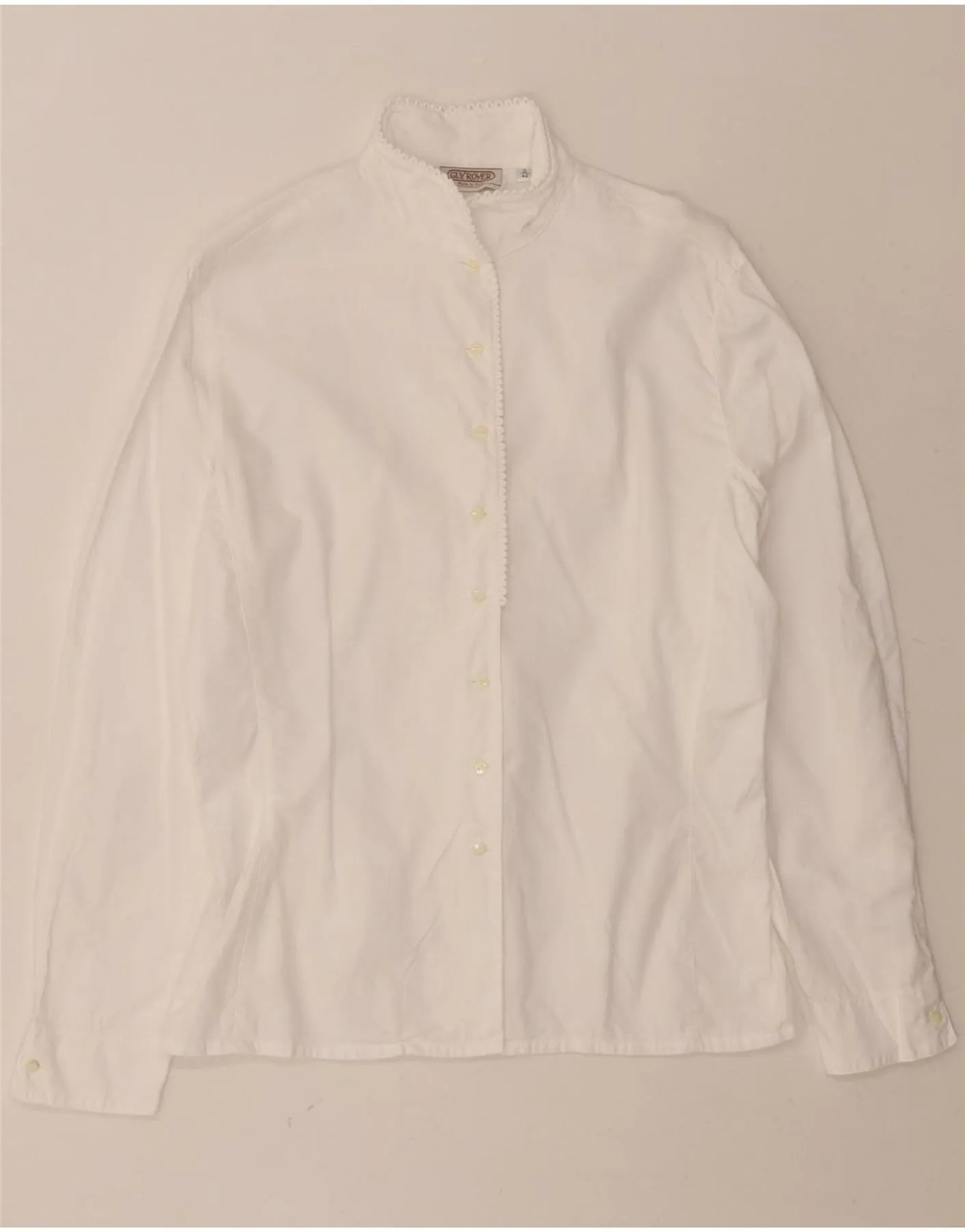 VINTAGE Womens Shirt Blouse IT 42 Medium White Cotton Cozy Feel