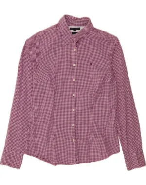 Graduation Attire TOMMY HILFIGER Womens Shirt US 8 Medium Purple Gingham Cotton