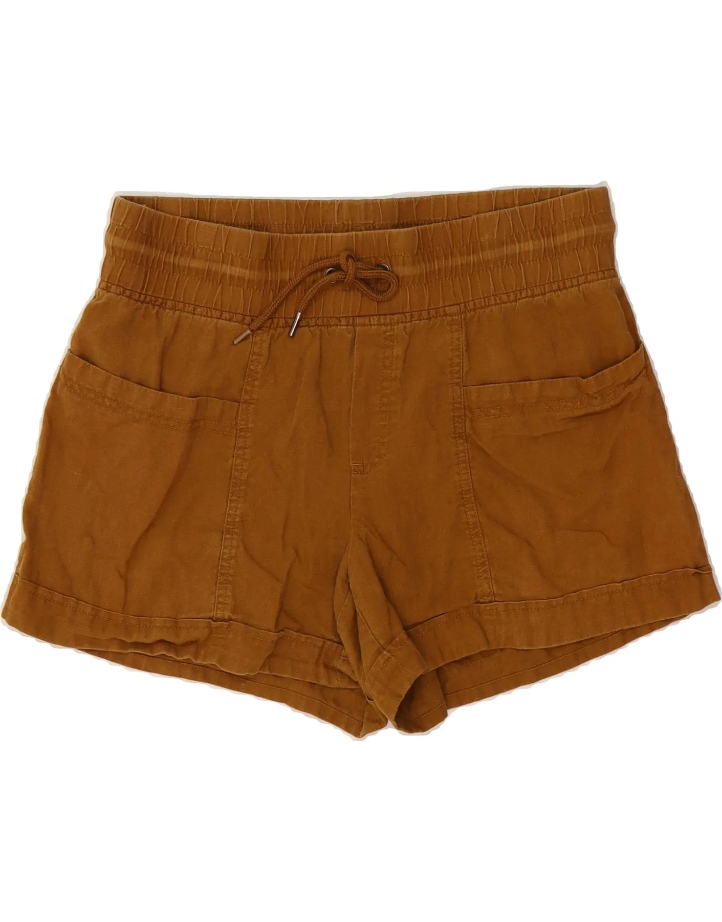 ATHLETA Womens Hot Pants US 8 Medium W32 Brown Linen Advanced Moisture Management Networking Session