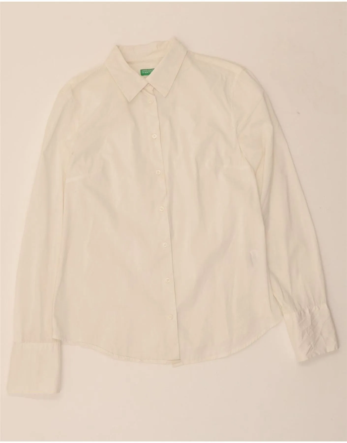 BENETTON Womens Shirt UK 10 Small White Cotton Effortless Style