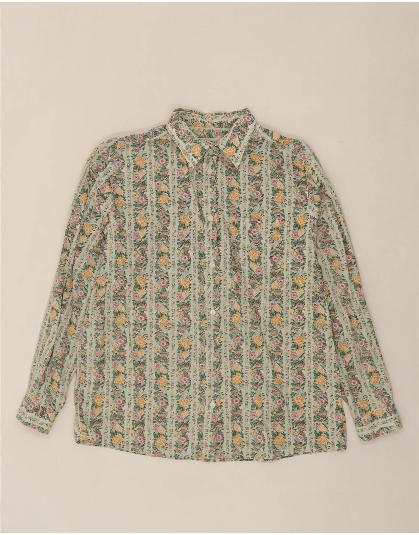Timeless Piece VINTAGE Womens Shirt EU 42 XL Green Floral