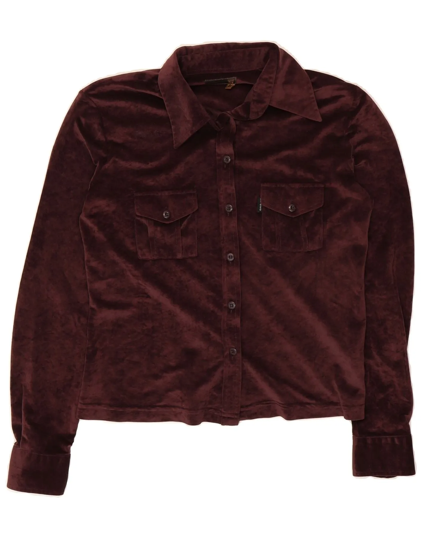 Morning Comfort Embroidered Detail GAS Womens Shirt Blouse UK 16 Large Burgundy Polyester