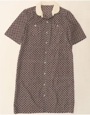 VINTAGE Womens Shirt Dress UK 16 Large Red Geometric Flexible Placket Structure Snug feel