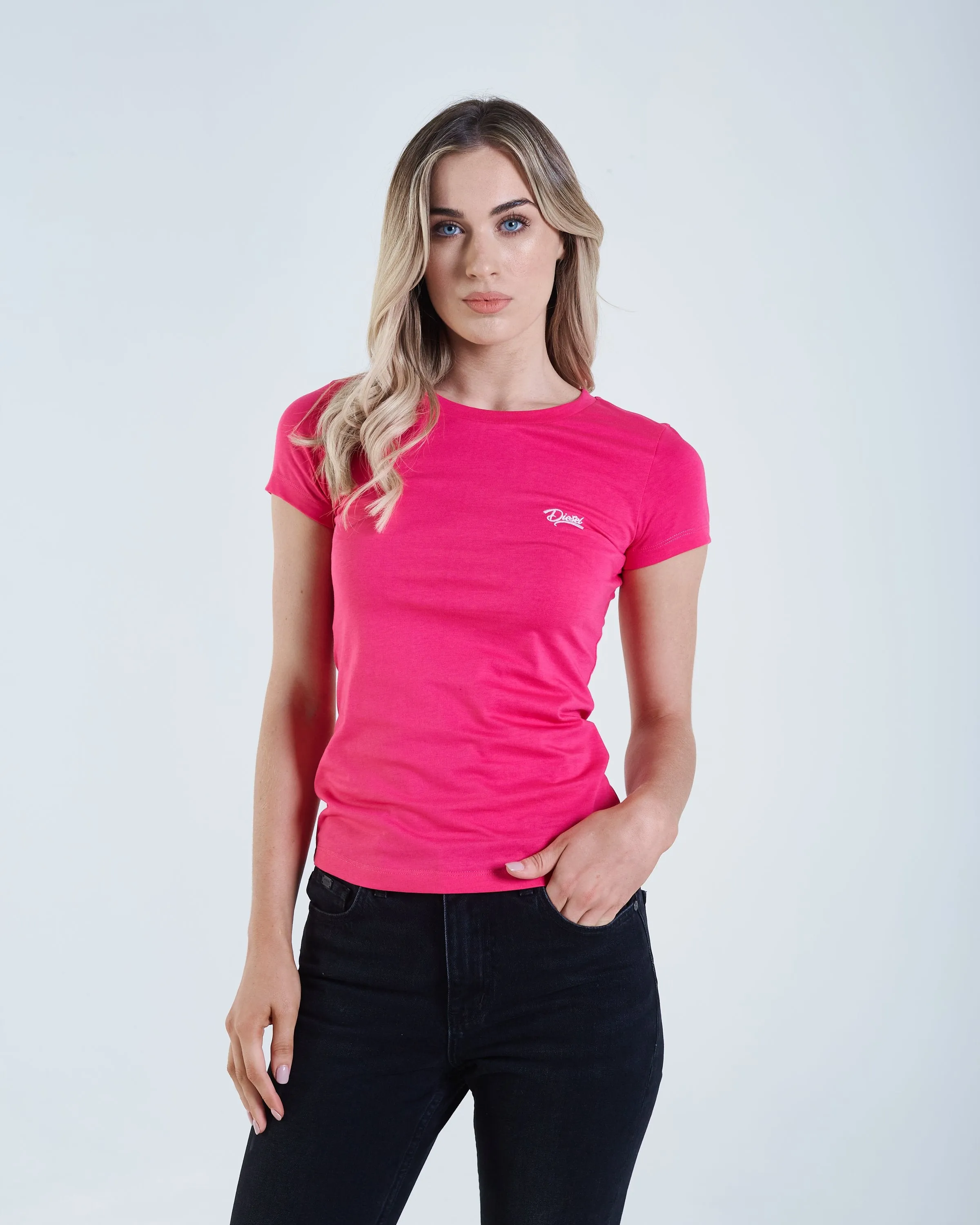 Cloda Basic T-Shirt Pink Glo Embroidered